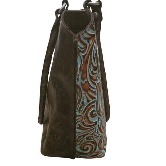 Patricia Nash Stunning Stella Turquoise Tooled Leather Shoulder Bag - Picture 11 of 11